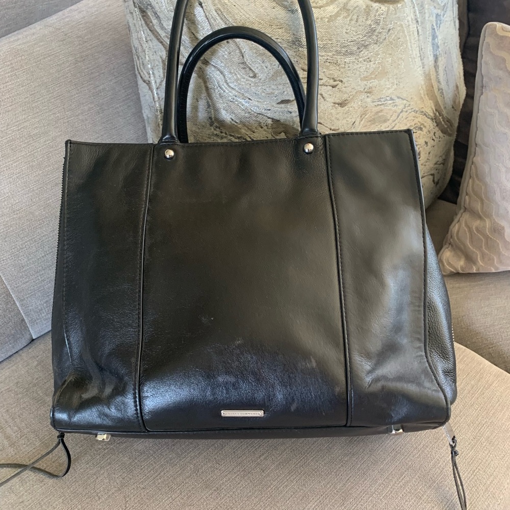 Rebecca Minkoff tote with expansion side zippers at gussets. EUC
